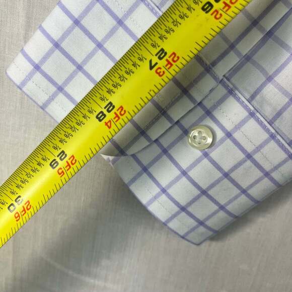 Brooks Brothers Regent Mens Size 17.5 32/33 White Purple Plaid Non Iron - Picture 5 of 11